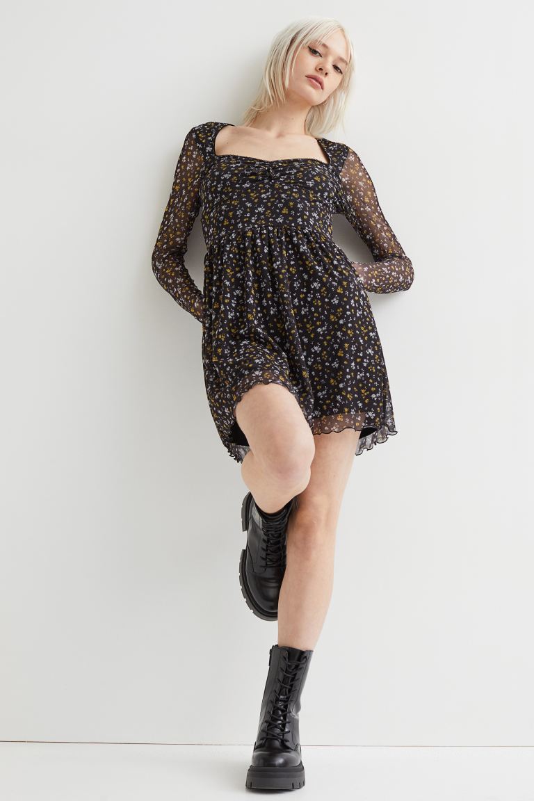 Patterned Mesh Dress